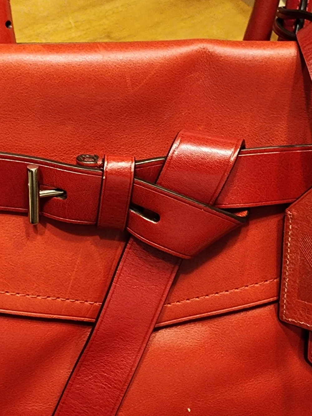 red leather Reed Krakoff Boxer tote bag distinctive front belt detail